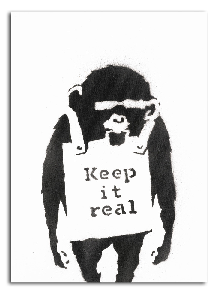 BANKSY STREET ART CANVAS PRINT Monkey Keep it real 24
