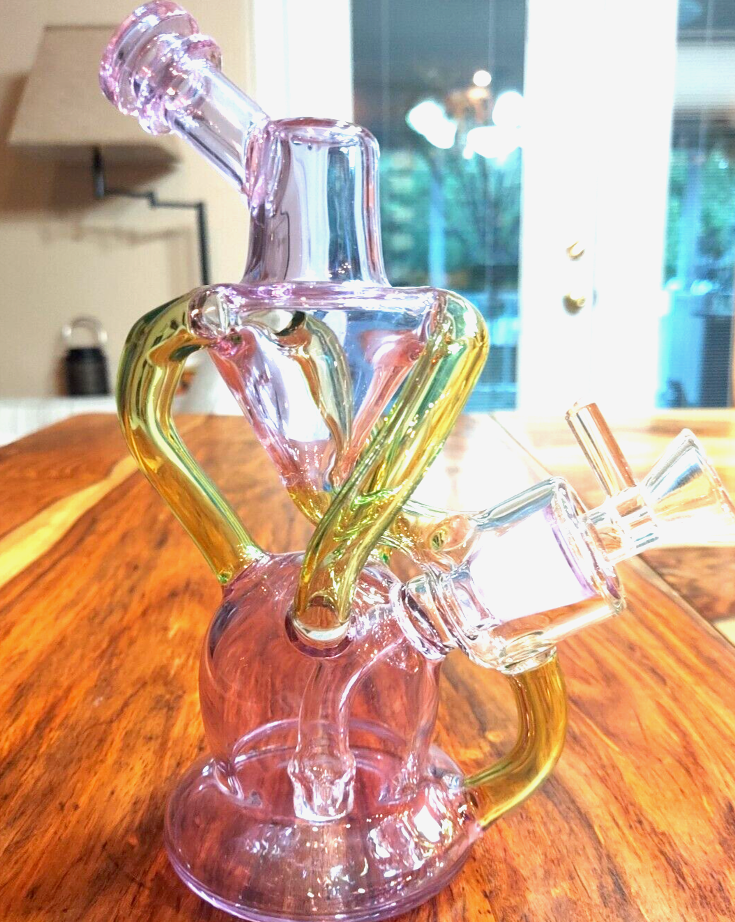 7.5" Purple Glass Recycler Waterpipe Bong Hookah Pipe 14mm Bowl
