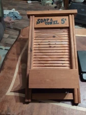 Rustic Soap & Towel 5 Cents Decorative Copper/Wood Washboard Decor Shelf Planter