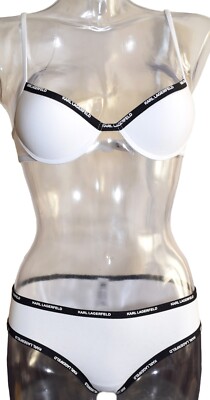 2x Karl Lagerfeld Unterwäsche Set BH Slip Slim Fit weiss M 40 75 B NEU LP 100