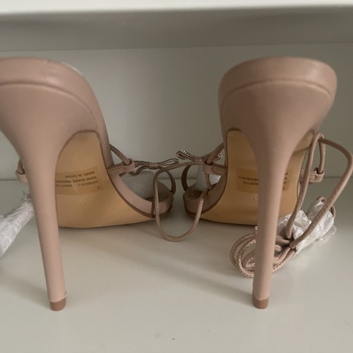 EGO KNOTTED LACE UP DIAMANTE RING DETAIL POINTED TOE STILETTO HEEL IN NUDE. UK 7 - Picture 5 of 14