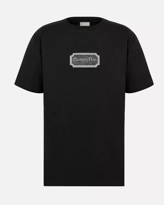 Christian Dior Relaxed-Fit Black Tshirt Embroidered Logo