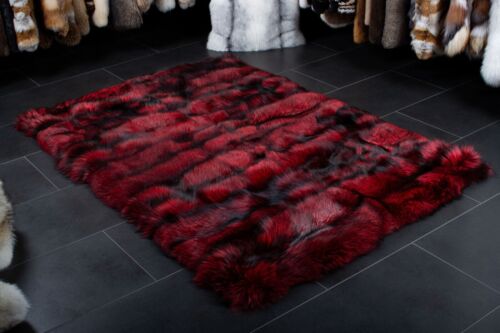 5390 Ferrari Red Silver Fox Fur Carpet Real Fur Fur Fur - Picture 1 of 7