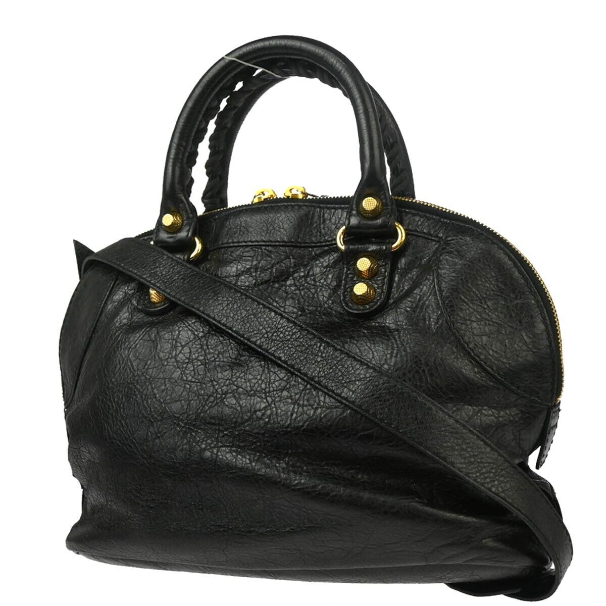 Balenciaga Black Classic Bowling 2way Handbag 327060-1000-G Balenciaga Black Classic Bowling 2way Handbag 327060-1000-G