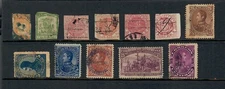 (AT0643) VENEZUELA - 12 CLASSIC STAMPS ON ALUBM PAGES. SCARCER ITEMS. FAULTS