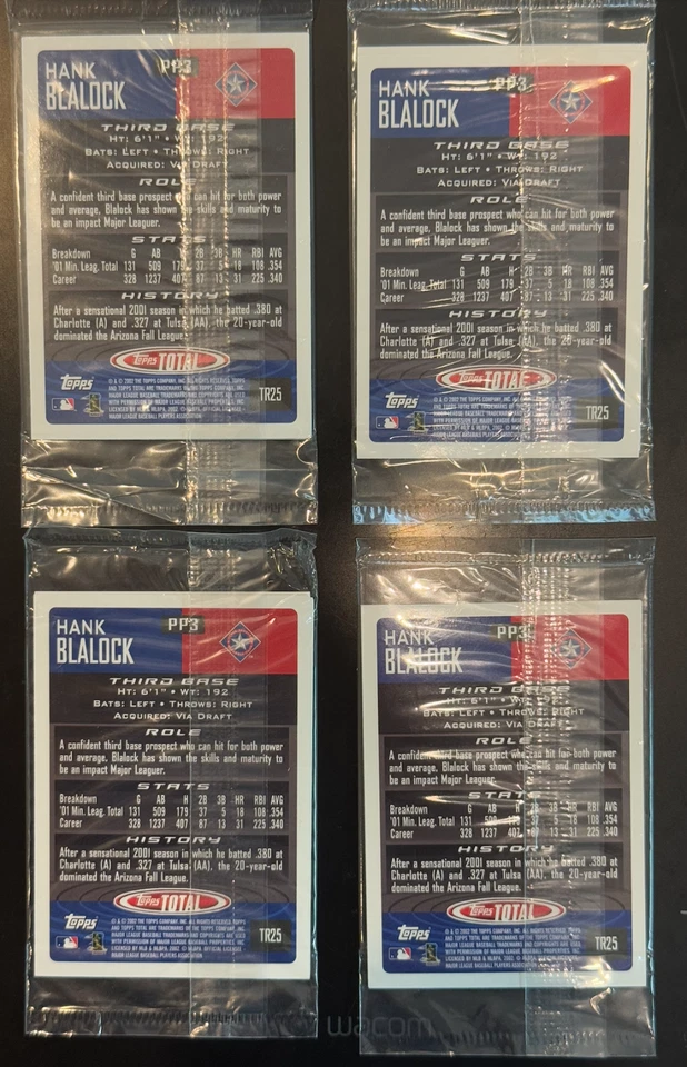 2002 Topps Total Preproduction 3-card Sealed Packs (4x) Barry Bonds on front! 🔥 - Image 2 of 2