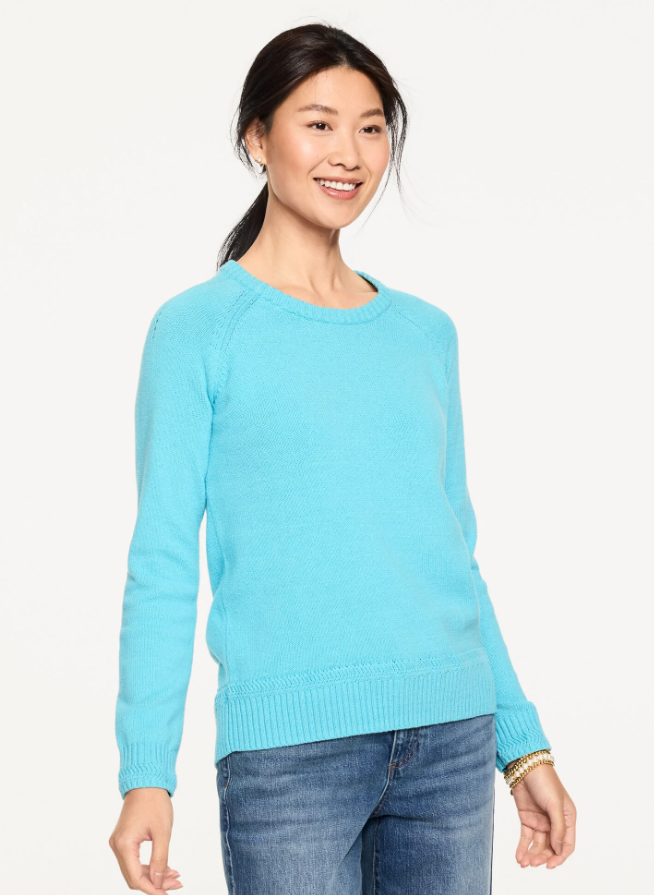 TALBOTS Crewneck Raglan Sweater, OPAL BLUE HEATHER