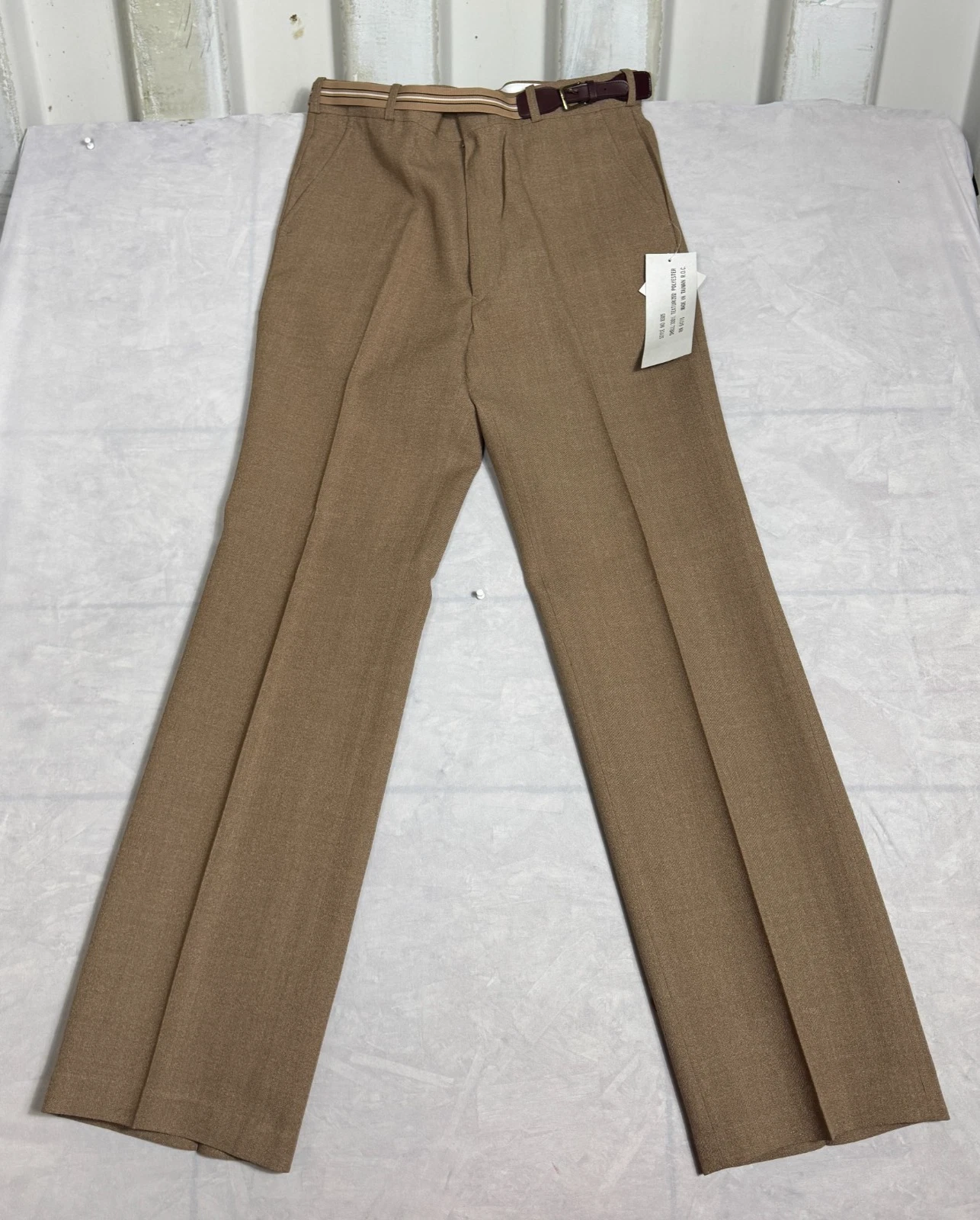 VTG Lamigo Mens Chino Pants Tan Brown Textured Straight Leg Flat Front 34 NWT