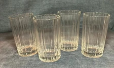 4 Crisal Crystal Cut Glass 6 oz Juice Glasses Portugal Mid Century Modern Ribbed