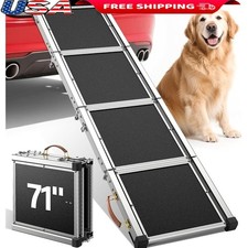 Folding Dog Ramp Non-Slip Portable Adjustable Pet Ramp Cars SUVs 330 lbs New