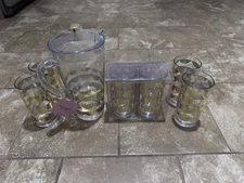 Kate Spade Lemonade Pitcher with 4 Glasses Clear Plastic