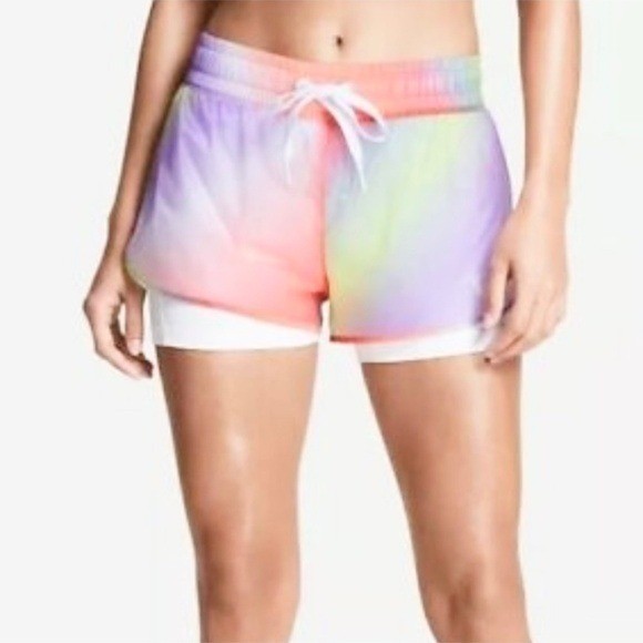 Victoria's Secret Sport High-Rise Rainbow Tie Dyed Shorts Womens Size L
