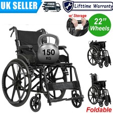 Self Propelled Folding Wheelchair Black Lightweight Foldable Manual Wheel Chair