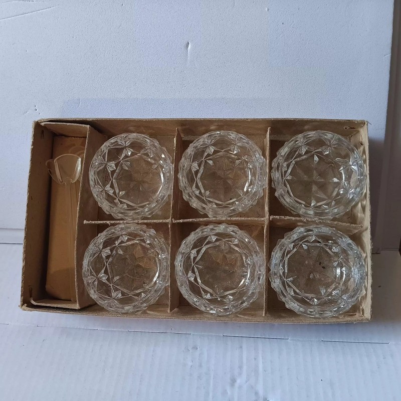 Czechoslavakian Glass Salts set in original box.