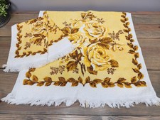 Vintage Cannon Bath Towel Washcloth Set MCM Retro Floral 70s USA