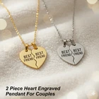 Customize 2 Pieces Charming Best Friends Heart Pendant Necklace For Men & Women