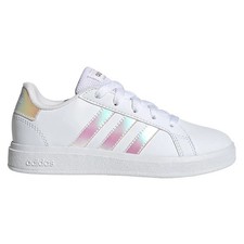 Adidas Grand Court 2.0K Superstar Sneakers White iridescent stripes Size 3.5 NEW