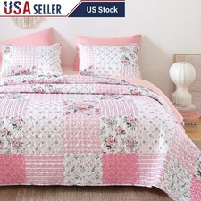 King Size Floral Quilt Set 2 Pillowcases Warm Cozy All Seasons Bedding New