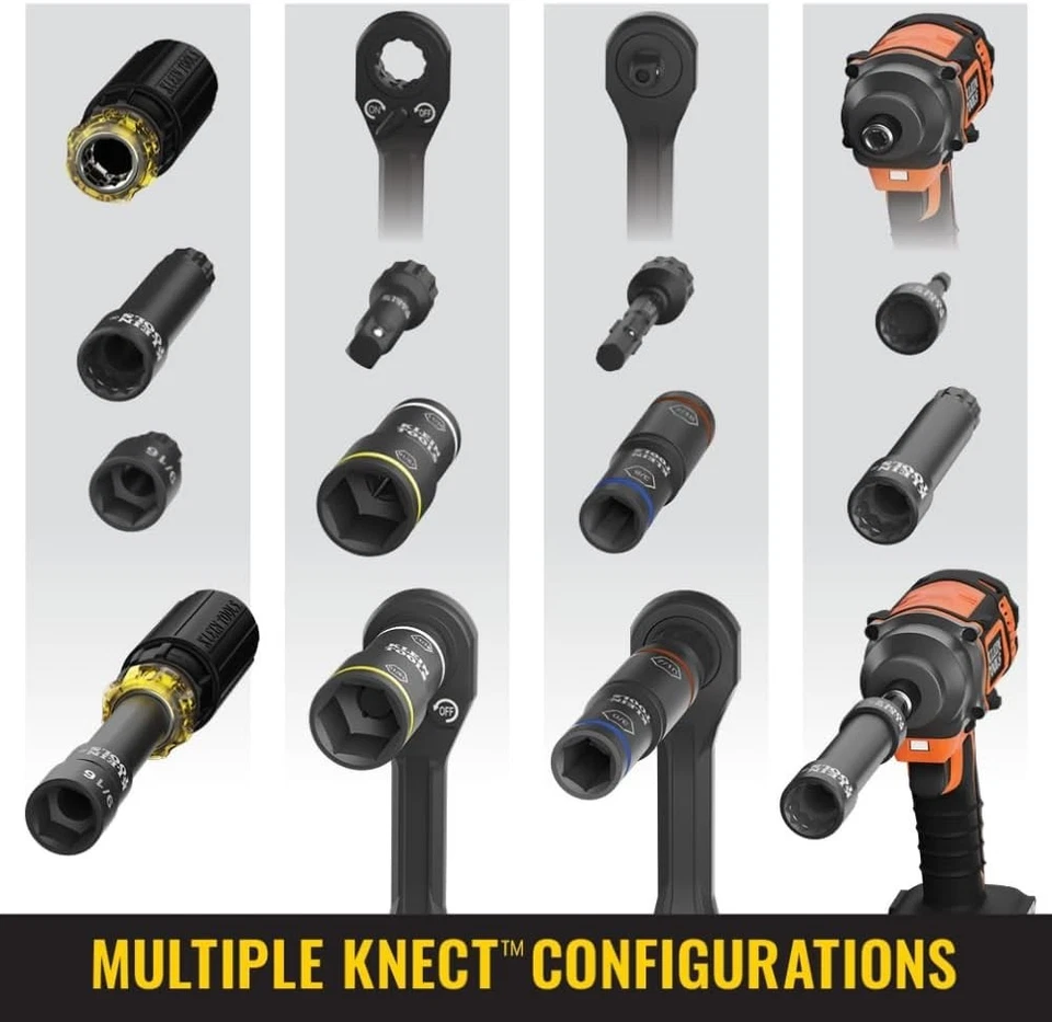 Compact KNECT Flip-20 Deep Impact Socket Set with Color-Coded Sizes & Adapters - Image 4 of 4