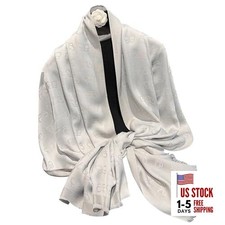 Pashmina Shawl Wraps for Women Evening Dresses Sparkly Elegant Scarf 07 Silver