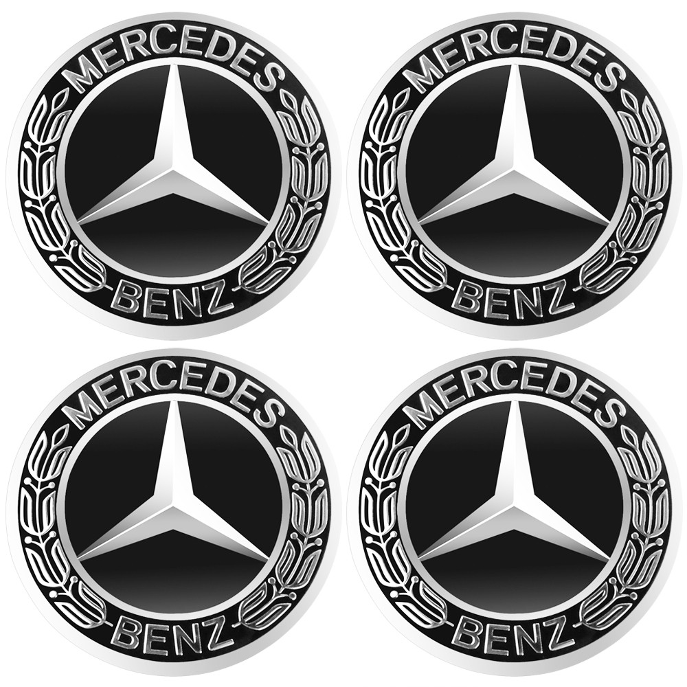 4 x Black Alloy Wheel Centre Hub Caps 75mm For Mercedes Benz Most ...