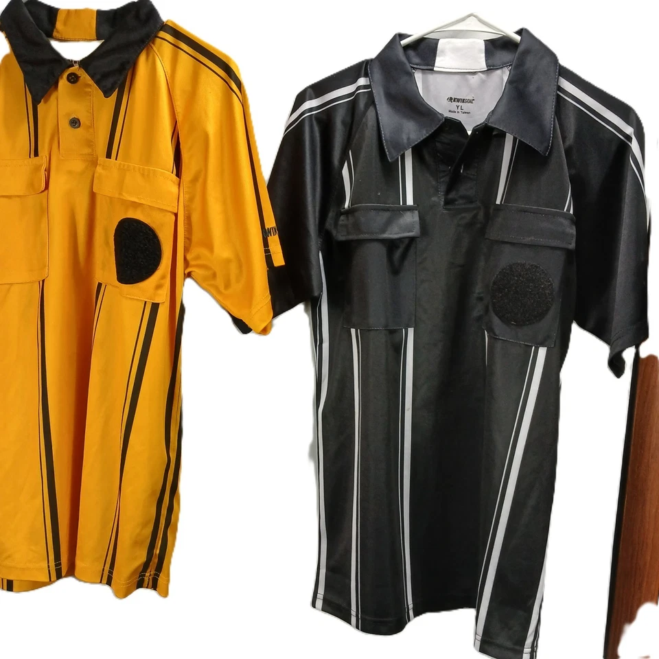 Two/ US Soccer Federation Referee Shirts/ Short Sleeve/ One Black/ One Golden - Image 3 of 4