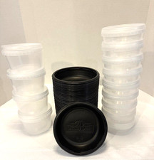 Storage Containers Lot of 45 Microwavable Clear Plastic Lid Blk Bowls -Free Ship