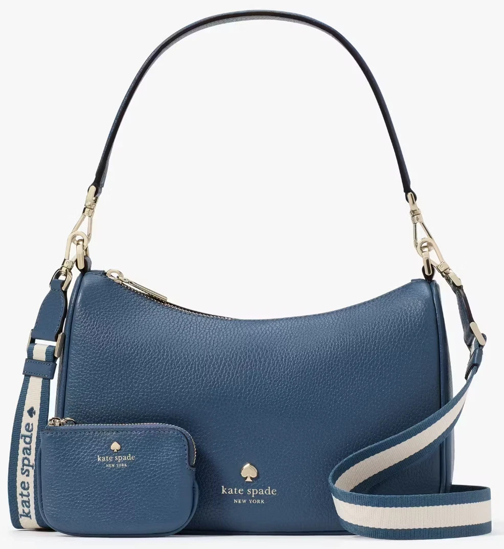 Kate Spade Emma Shoulder Bag Blue Leather Crossbody Purse KK068
