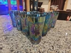 Indiana Glass Iridescent Blue Carnival Harvest Grape Tumblers Vintage Set Of 8