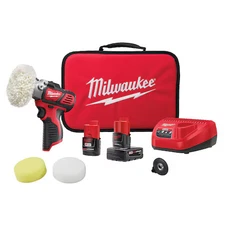 Milwaukee Tool 2438-22X M12 12V Cordless Variable Speed Polisher/Sander Kit (2