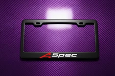 Acura A-Spec on Black Metal License Plate Frame TL MDX RDX TLX & Integra