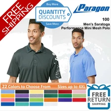 🔥 Paragon Men Saratoga Performance Mini Mesh Polo Shirt Up To 4XL 100