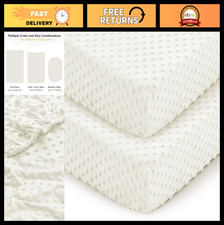 Soft Minky Dot Baby Crib Sheets 2 Pack, 28x52 Inch Fitted Nursery Bedding for Bo
