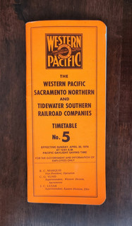 WESTERN PACIFIC SACRAMENTO NORTHERN TIDEWATER SOUTHERN RR TIMETABLE #5 4/30/78