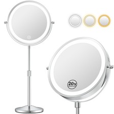 Makeup Mirror with Lights, Height-Adjustable Lighted Makeup Mirror with 1X/20...