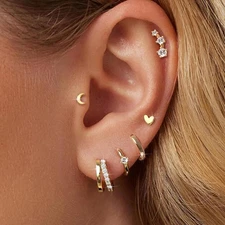 Small Gold Hoop Earrings for Women Dainty Gold Earrings, 14K Gold Plated Hypoall