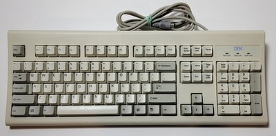 Vintage IBM KB-8923 PS/2 Wired Keyboard Gray White Retro Gaming Clean Working