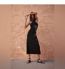 ZARA BLACK KNIT DRESS WITH CROSSED STRAPS SIZE M