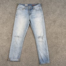 Pilcro Anthropologie Slim Boyfriend Crop Jeans Light Wash Distressed Sz 26 28x30