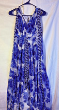 Romantic Blue Floral Cottagecore Boho Hippie Dress Fairycore Womens Medium P PM