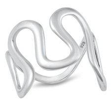 Cute Abstract Freeform Ring .925 High Polished Sterling Silver Band Sizes 6-11