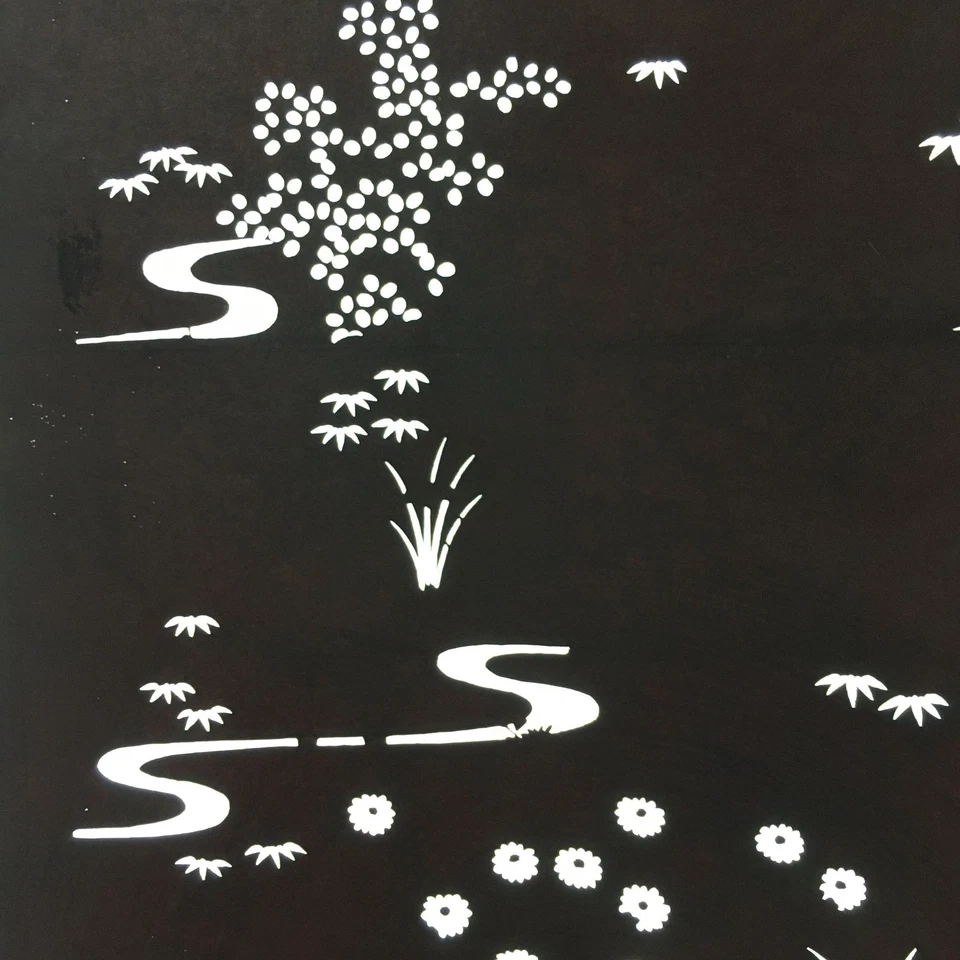 Antique Japanese Katagami Paper Kimono Stencil Katazome Stream Design C667 - Image 2 of 4
