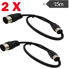 1.5M MIDI 8 Pin Din Male To Male Audio Data Signal Adapter Cable 2PCS