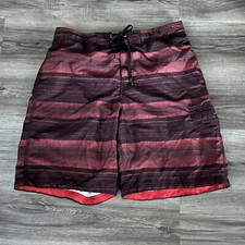 Speedo Burgundy Stripe Swim Trunks Men Size XL