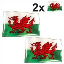 2x CYM Welsh Dragon Cymru Welsh flag 3D Domed Gel STICKERS Resin Decal Badge
