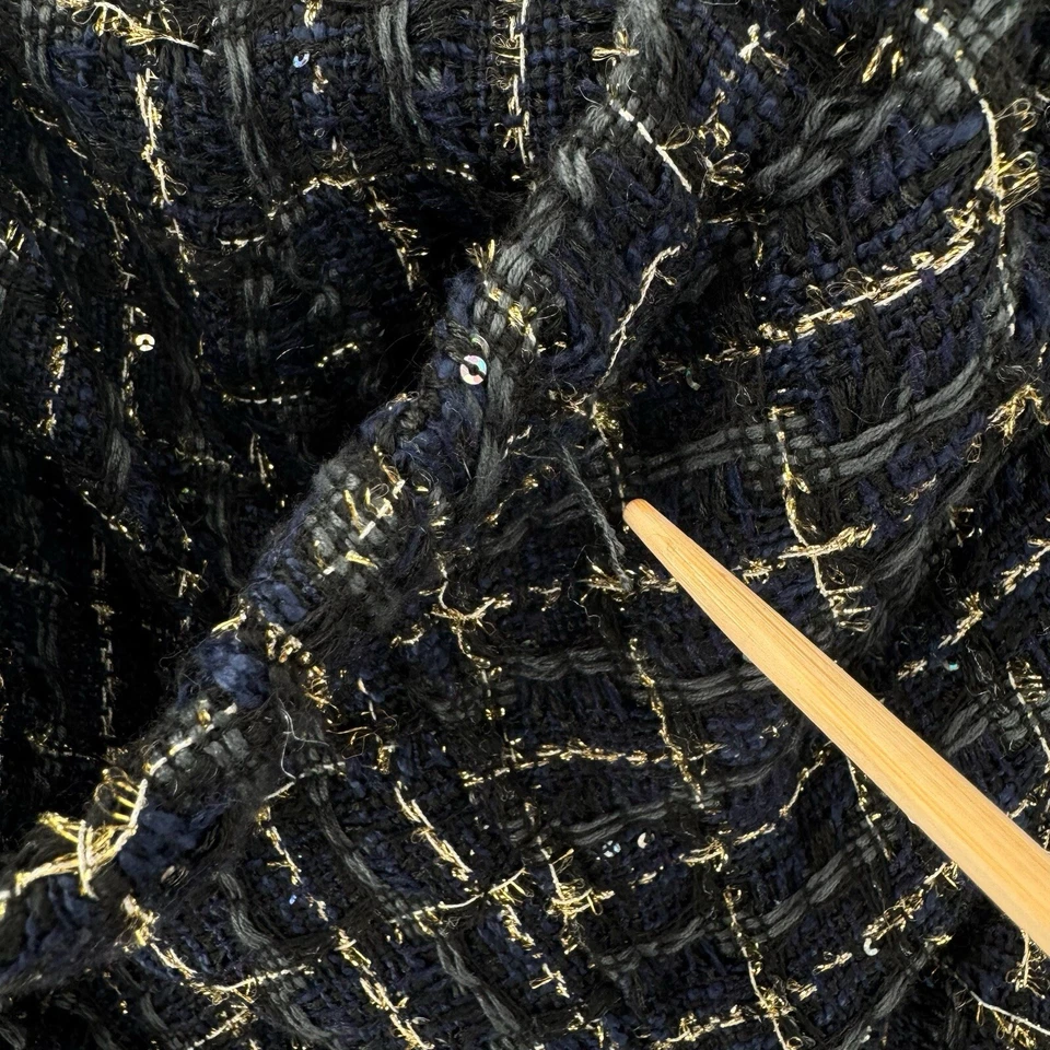 Chaqueta Faith Connexion Para Hombre Mediana Lentejuelas Metálicas Tweed Azul Negro Sudadera con Capucha Foto 3 de 4