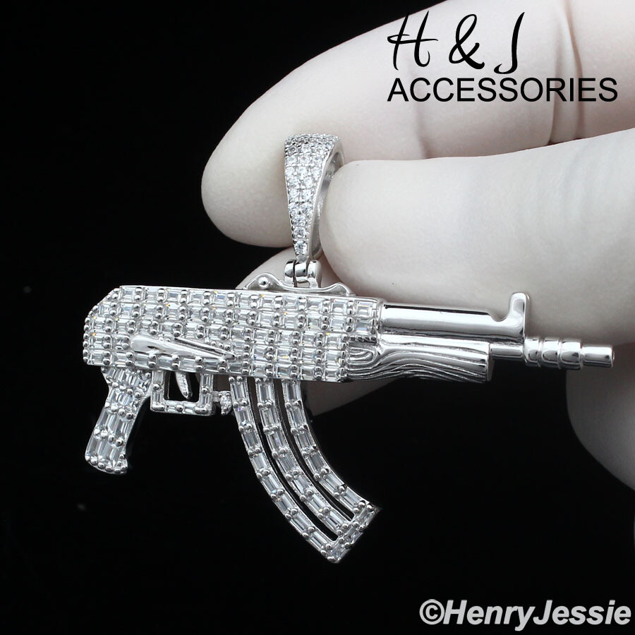 MEN 925 STERLING SILVER ICY CZ GOLD PLATED/SILVER 