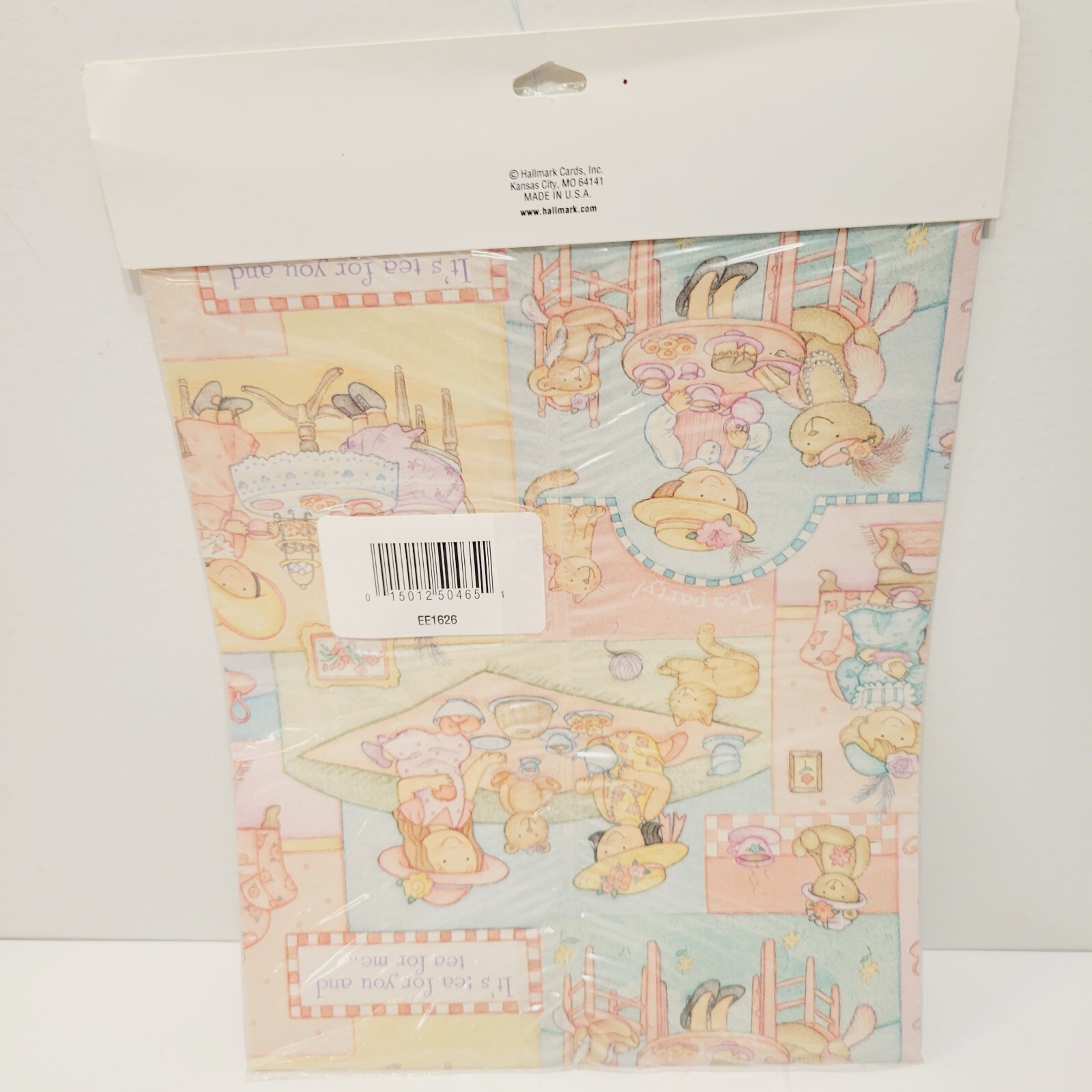 Hallmark 1 Sheet Girls Tea Party Picnic Gift Wrapping Paper Craft Bow Pink Blue