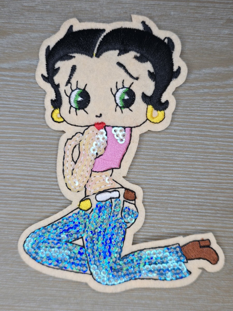 BETTY BOOP CARTOON CHARACTER SEQUINED SHINY PINK TOP BLUE
