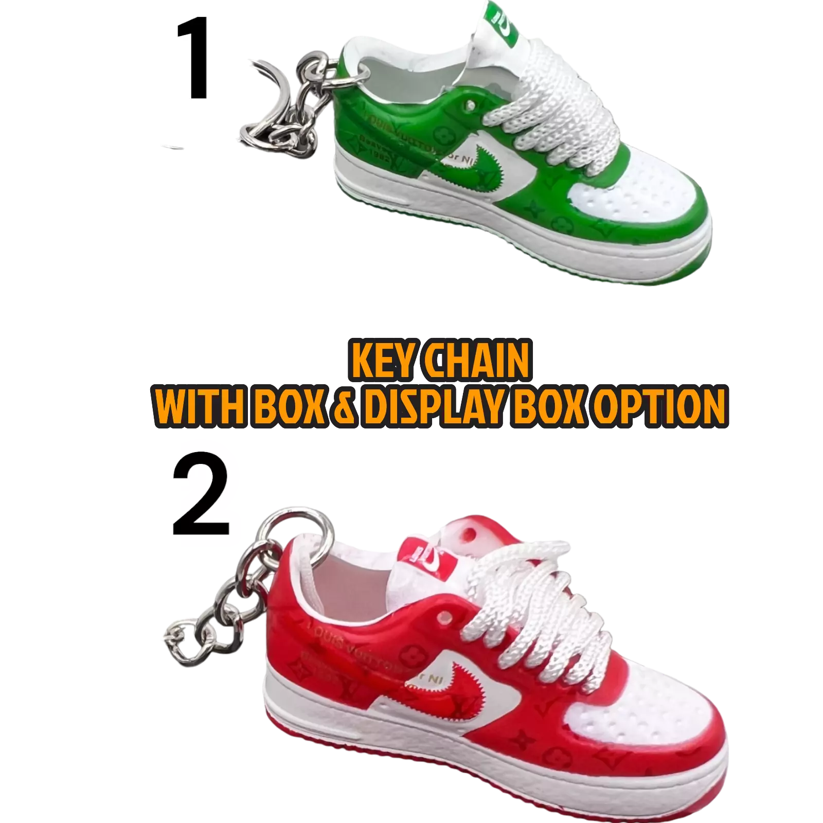 Porte clés Air Force, lacets mobiles et baskets languettes de collection avec boîte